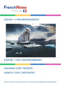 French Notes Sample Sentences On.... COP 26